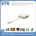 KUYIA USB 3.1 TIPO C PARA HDMI + 2ports Adaptador do conversor do USB 3.0 HUB + passagem da carga de poder através da porta, USB-C Extensão Porta H